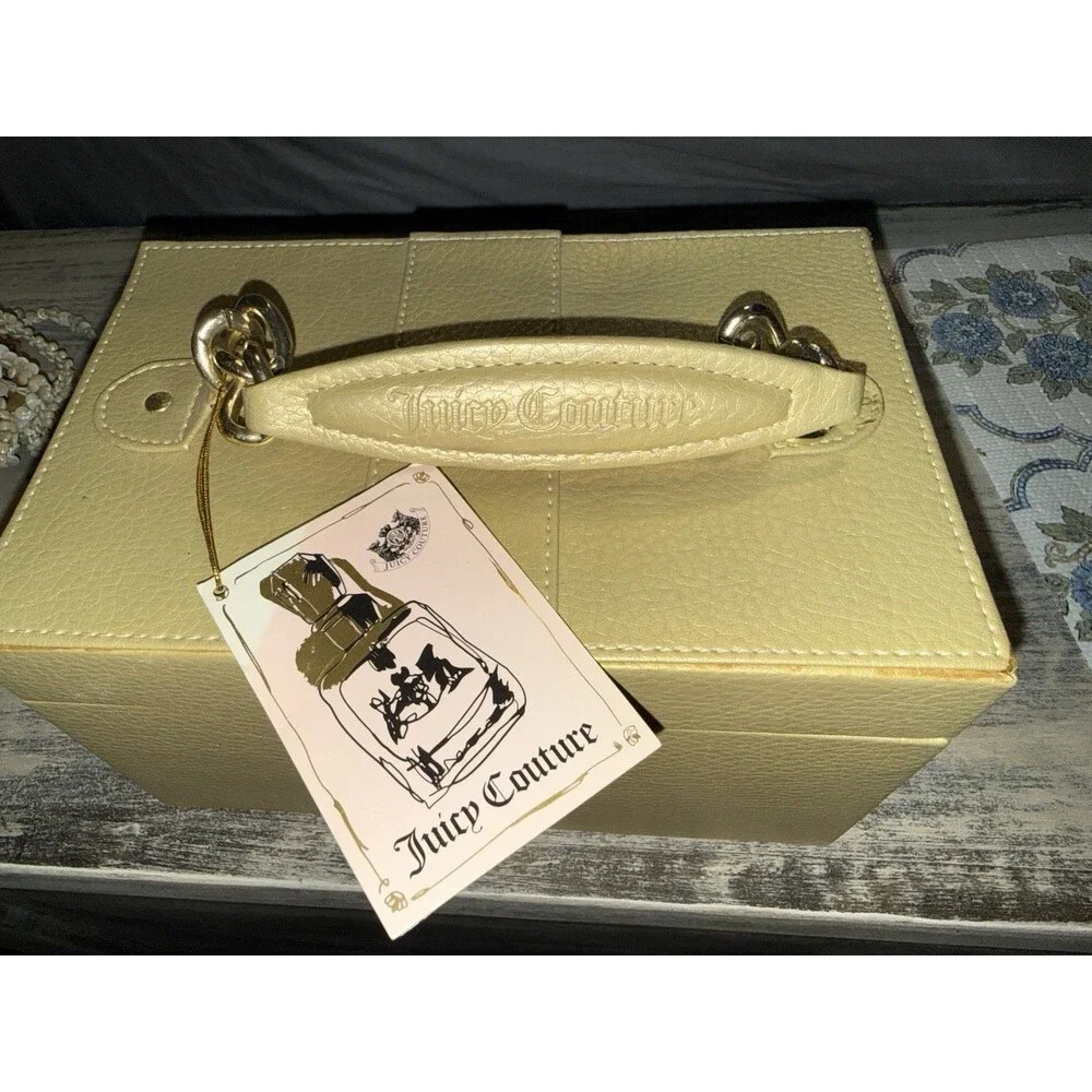 Juicy Couture Vintage Gold Deluxe Train Case Vanity Makeup Box NWT Deadstock